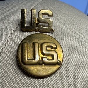 U.S. Army Collar Pins Military Brass Set Missing Pieces Backs Vintage